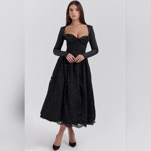 House Of CB Duchess Black Lace Corset, Skirt & Bolero XS 3Pc Set